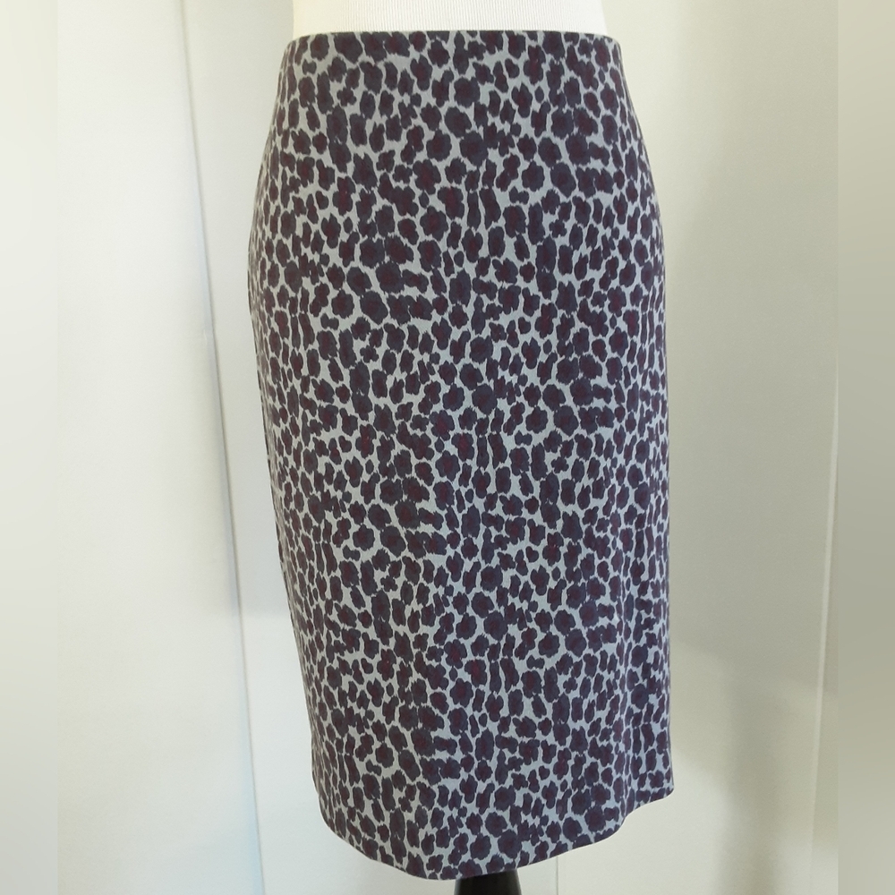 TALBOTS Gray Burgundy Animal Print Pencil Skirt Sz P10